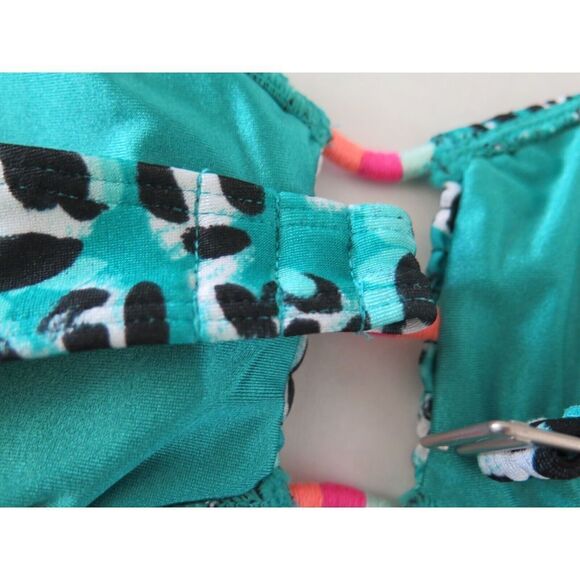 Hurley HT1024/HB1027 Women’s Sz M Green/Black "Wild Cat" 2-Piece Bikini $100+ - Picture 8 of 10